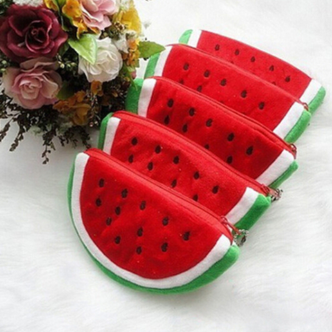 Women Kids Kawaii Watermelon Coin Purse Lovely Plush Zipper Coin Wallet Purse Key Bag Fruit Wallet Students Pen Pencil Case Bag ► Photo 1/3