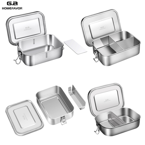 Top Grade 304 Stainless Steel Lunch Box Large Metal Bento Box Snack Food Container Outdoor Storage Box New Custom ► Photo 1/6