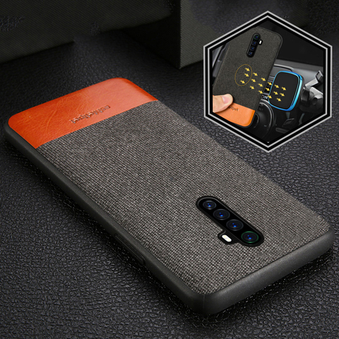 Canvas + Leather Magnetic Case for Realme X2 X7 Pro X XT 5 6 X50 7 Pro C3 Cover For OPPO A5 A9 2022 Reno 4 2 3 Z Find X2 Pro ► Photo 1/6