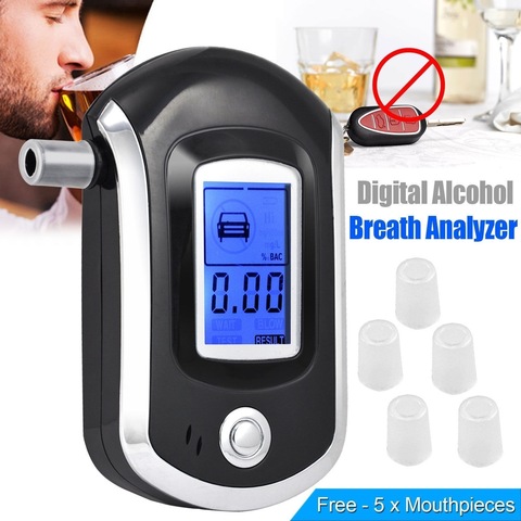 Alcohol Tester Professional Digital AT6000 Portable Blowing Alcohol Tester with LCD Dispaly with 5 Mouthpieces  Drop Shipping ► Photo 1/6