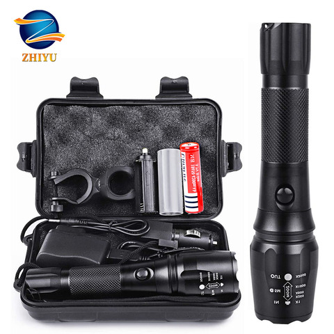 ZHIYU Rechargeable Tactical Flashlight LED torch 18650 4200mAh Battery L2 Waterproof Big Torch Portable Adjustabl Camping light ► Photo 1/6