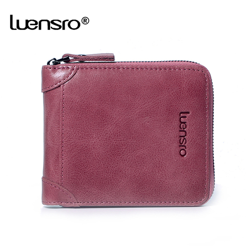 LUENSRO 2022 New Women Wallets Genuine Leather Purse Women Credit Card Holder Zipper Small Wallet for Girls Coin Purse Short ► Photo 1/6