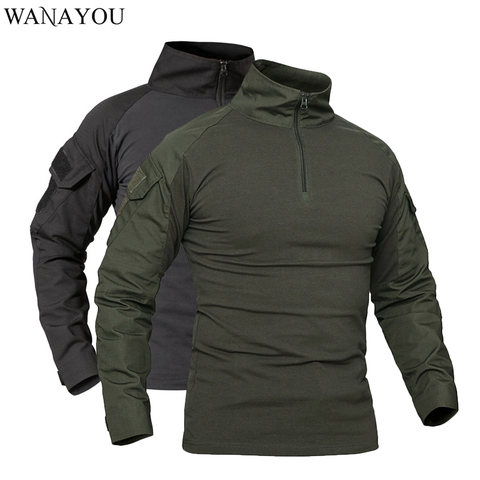 WANAYOU Men Outdoor Tactical Military T-Shirts Camouflage Long Sleeve Sports Shirts Breathable Hunting Climbing Fishing T Shirt ► Photo 1/6