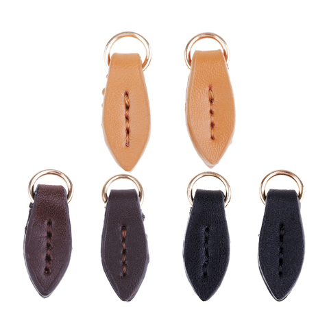 2Pcs Leaf Shaped Leather Zip Tags Zipper Pulls Zipper Extension Zip Slider Replacement Fixers Puller Slider Jacket Backpack ► Photo 1/6