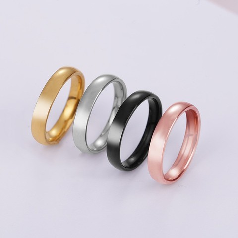 High Quality Mens' Simple Stainless Steel Women 's Rings 4 Mm Width Rosegold/Silvery/Black Color Finger Gift for Girl Jewelry ► Photo 1/6