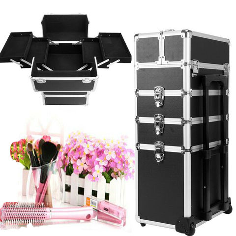 Yonntech 5 in 1 Cosmetic makeup nail hairdressing Beauty Case black Vanity Trolley ► Photo 1/6