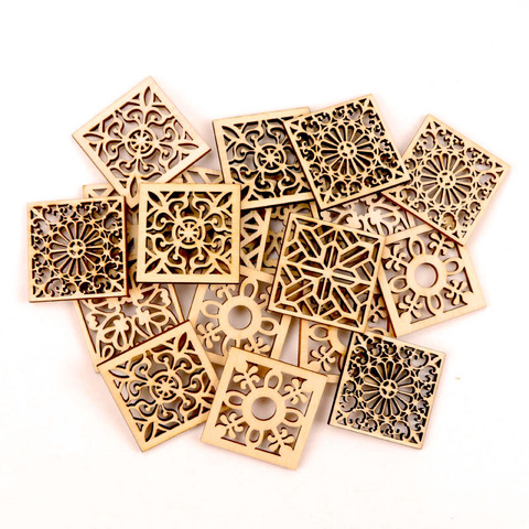 10pcs Chinese Style Retro Frame Wooden Pattern Round Square Scrapbooking Craft Handmade Accessory Home Decoration DIY 40mm ► Photo 1/5