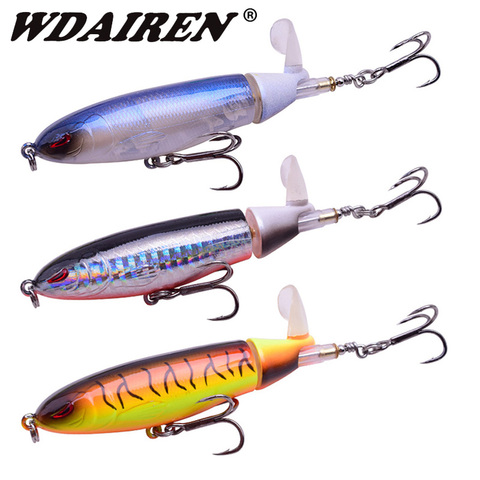 Fishing Lures Topwater Bass Lure Plopper Hard Baits with Floating Rotating Tail