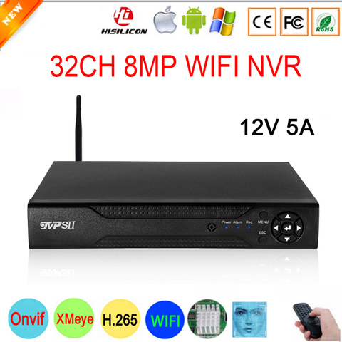 H.265+ Audio Hi3536C XMeye Face Detection 32CH 32 Channel 4K 8MP Surveillance Video Recorder Max 8TB IP Onvif  WIFI CCTV DVR NVR ► Photo 1/6