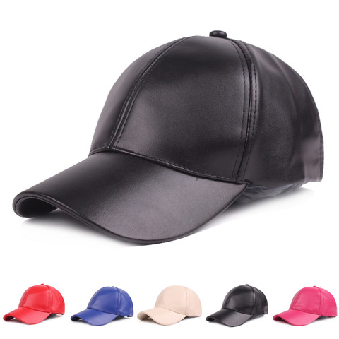 Women Men Hat PU Leather Baseball Cap Visor Light Board Solid Men Hip Hop Cap Outdoor Sun Hat Adjustable Sports caps ► Photo 1/6
