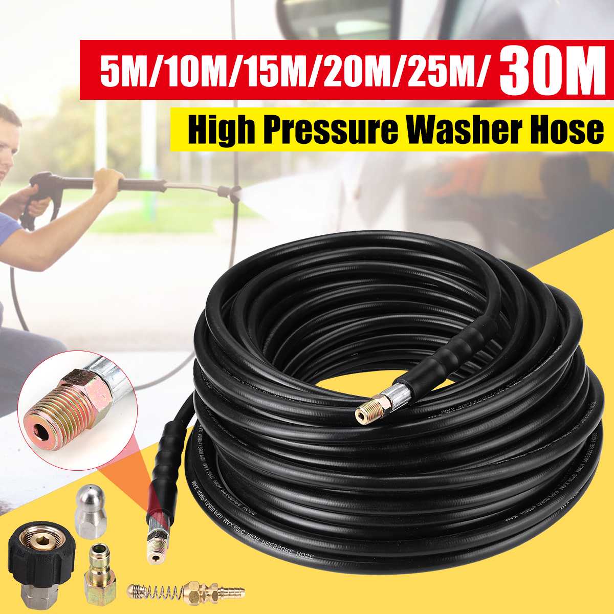 5/10/20M Pressure Washer Sewer Drain Cleaning Hose Jet Nozzle For Karcher K2 K3 