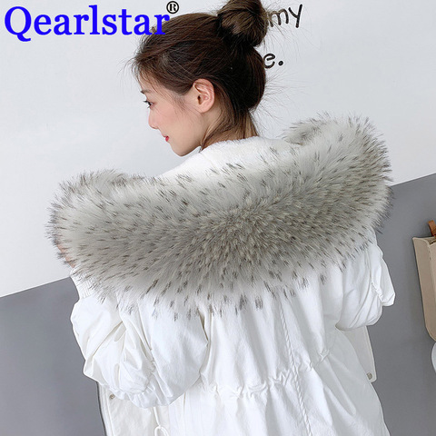 Qearlstar Women Fur Collar Men Children High Quality Faux Fur Collar Winter Jacket Hood Decorative DIY Clothes Accessories ZKG30 ► Photo 1/6