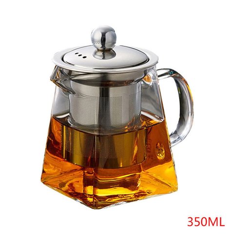 Heat-Resistant Glass Stainless Steel Filter Teapot Square Flower Teapot High Temperature Glass Tea Set ► Photo 1/6