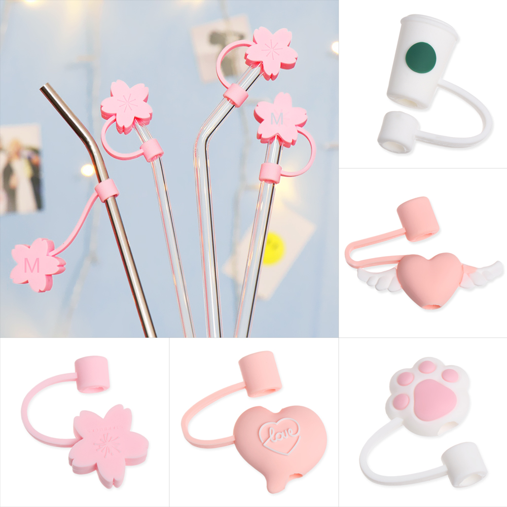 Tips Drinking Dust Cap Silicone Straw Plug Cup Accessories Cartoon Plugs Cover 