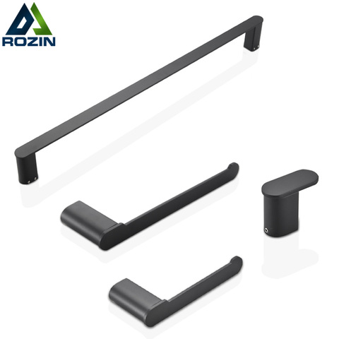 Stainless Steel Bathroom Hardware Set Matte Black Toilet Paper Holder Towel Bar Robe Hook Bathroom Accessories ► Photo 1/6