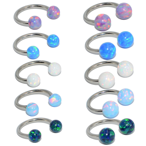 1pcs G23 Titanium Opal Ball Internally Threaded Circular Barbell Horseshoe Ring Septum Nose Lip Ear Cartilage Piercing Jewelry ► Photo 1/6