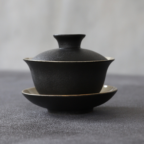 LUWU black ceramic gaiwan teaup Kung fu tea sets 130ml ► Photo 1/4