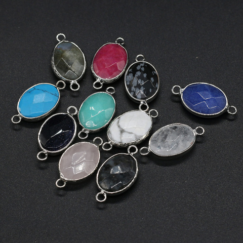 Natural Semi-precious Stone Connector Charms Oval Crystal Quartz Pendant for Jewelry Making DIY Necklace Bracelet Accessories ► Photo 1/6