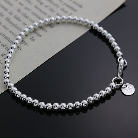 Beautiful fashion Elegant Gold color silver color 4MM beads chain women Letter cute Bracelet high quality Gorgeous jewelry H198 ► Photo 1/6