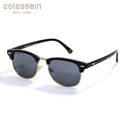 COLOSSEIN Polarized Round Sunglasses For Men Classic Fashion Retro Grey Red Colors Style Metal  Sun Glasses UV400 Eyewear oculos ► Photo 1/5