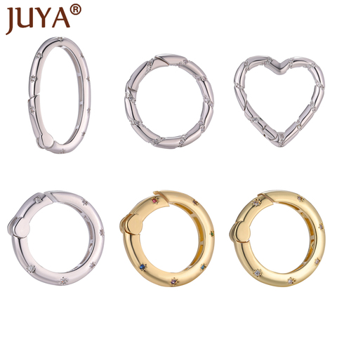 DIY Simplicity Silver Gold Press Clasps For Jewelry Making Copper Inlaid Cubic Zirconia Clasp Handmade Necklace Accessories ► Photo 1/6