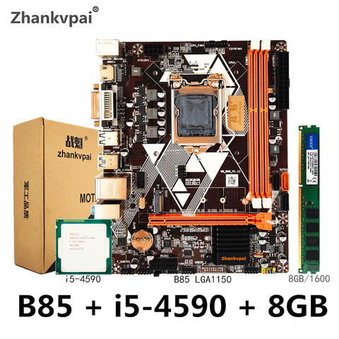 Zhankvpai B85 LGA1150 Motherboard Set With Intel Core i5-4590CPU 3.3GHz Desktop Memory DDR3 8GB 1600 USB 3.0 VGA DVI ► Photo 1/5