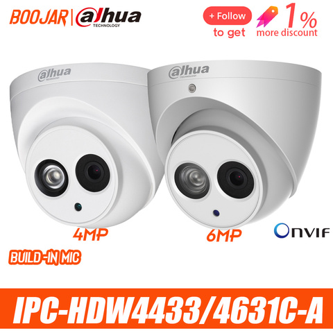 Dahua IPC-HDW4433C-A IPC-HDW4631C-A 4MP 6MP Network IP Camera 2.8mm 3.6mm 6mm POE CCTV Security Built-in MIC 30M  50M IR H.265 ► Photo 1/5