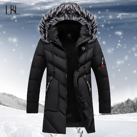 Winter Jacket Men 2022 Fashion Fur Hooded Male Parka Jacket Mens Solid Thick Jackets Cotton Coats Man Fleece Parkas Windbreaker ► Photo 1/6