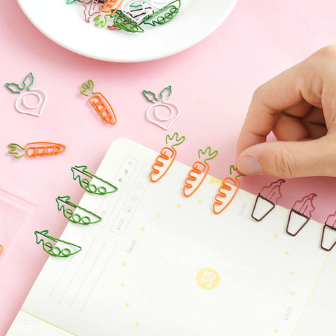 10pcs/set Kawii Metal Vegetable Icecream Paper Clip Bookmark Journal Notebook Diary Student School Office Letter Stationery Gift ► Photo 1/6