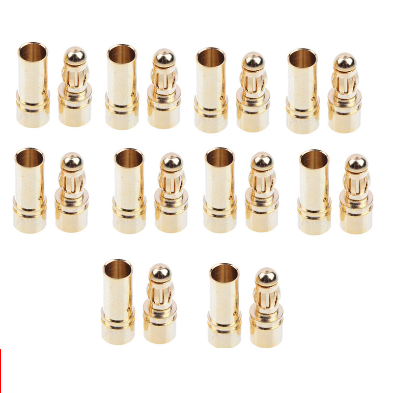 10 Pairs 3.5mm Gold Bullet Connector Plug Male & Female for RC Battery ESC Motor