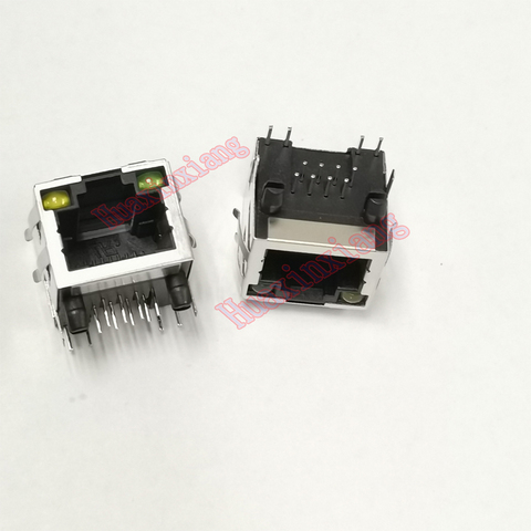 20PCS/Lot RJ45  8P8C Steel Shield Network Female Jack Connector  90 Degree with LED and shrapnel ► Photo 1/2