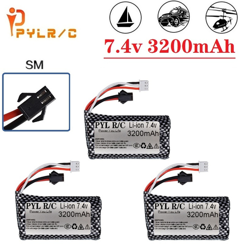 5Pcs (SM Plug) 7.4V 3200mAH 25C 18650 Li-ion Batery For RC Helicopter Car Tanks Train Boats Guns Toys 2S 7.4V battery Wholesale ► Photo 1/6