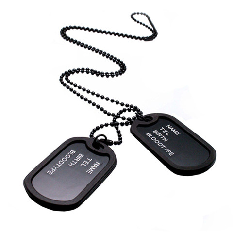 Fashion Military Collares Black 2 Dog Tags Chain Pendants Necklaces Army Style Kolye Necklace Jewelry Christmgift for men Bijoux ► Photo 1/4