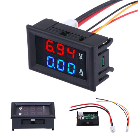 0.56 Mini Digital Voltmeter Ammeter DC 100V 10A Panel Amp Volt Voltage Current Meter Tester 0.56 Inch Blue Red Dual LED Display ► Photo 1/2