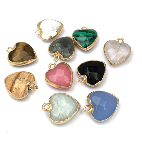 Fashion Natural Stone Heart-shaped Pendants for Jewelry Making Necklace Charms Crystal Gems Pendant Accessories 1Pcs Wholesale ► Photo 1/3