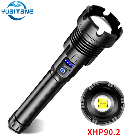 100000lms XHP90.2 Powerful LED Flashlight Zoom Torch Portable Lantern 7 Lighting Modes 30W Searchlight Outdoor Camping Hiking ► Photo 1/6