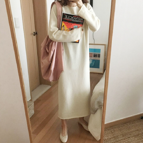 Autumn Warm Sweater Women Dress Winter Long Sweaters Knitted Dresses Long Loose Maxi Oversize Lady Dresses Bodycon Robe Vestidos ► Photo 1/6
