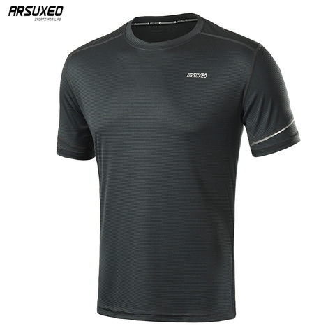 ARSUXEO Men Summer Running T Shirts Dry Fit Short Sleeve Sports Shirt Fitness Training Crossfit Jersey Gym Shirt Breathable 19t1 ► Photo 1/1