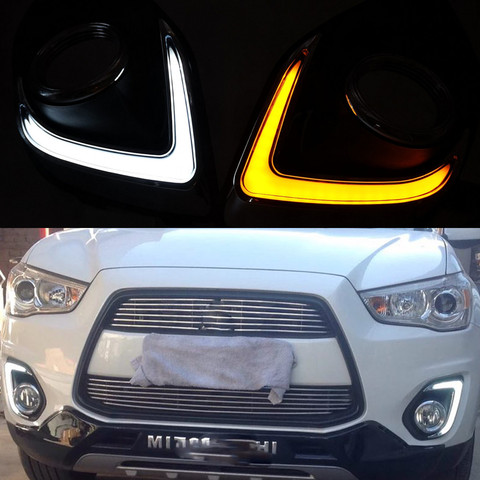 Car Flashing 1 Set For Mitsubishi ASX 2013 2014 LED DRL COB Daytime Running Lights Daylight Waterproof Fog Head Lamp with Signal ► Photo 1/6