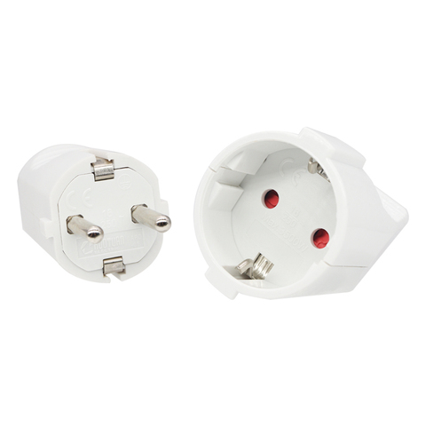 White 250v 16a Male Female Assembly Receptacle connector french Russia Korea German EU Schuko power cord wired cable plug Socket ► Photo 1/6