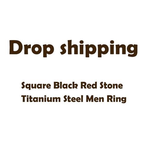 Dropshiping Trendy Men Square Black Red Stone Ring Titanium Steel Retro Signet Ring Rock Punk Male Jewelry Accessories Gift ► Photo 1/1