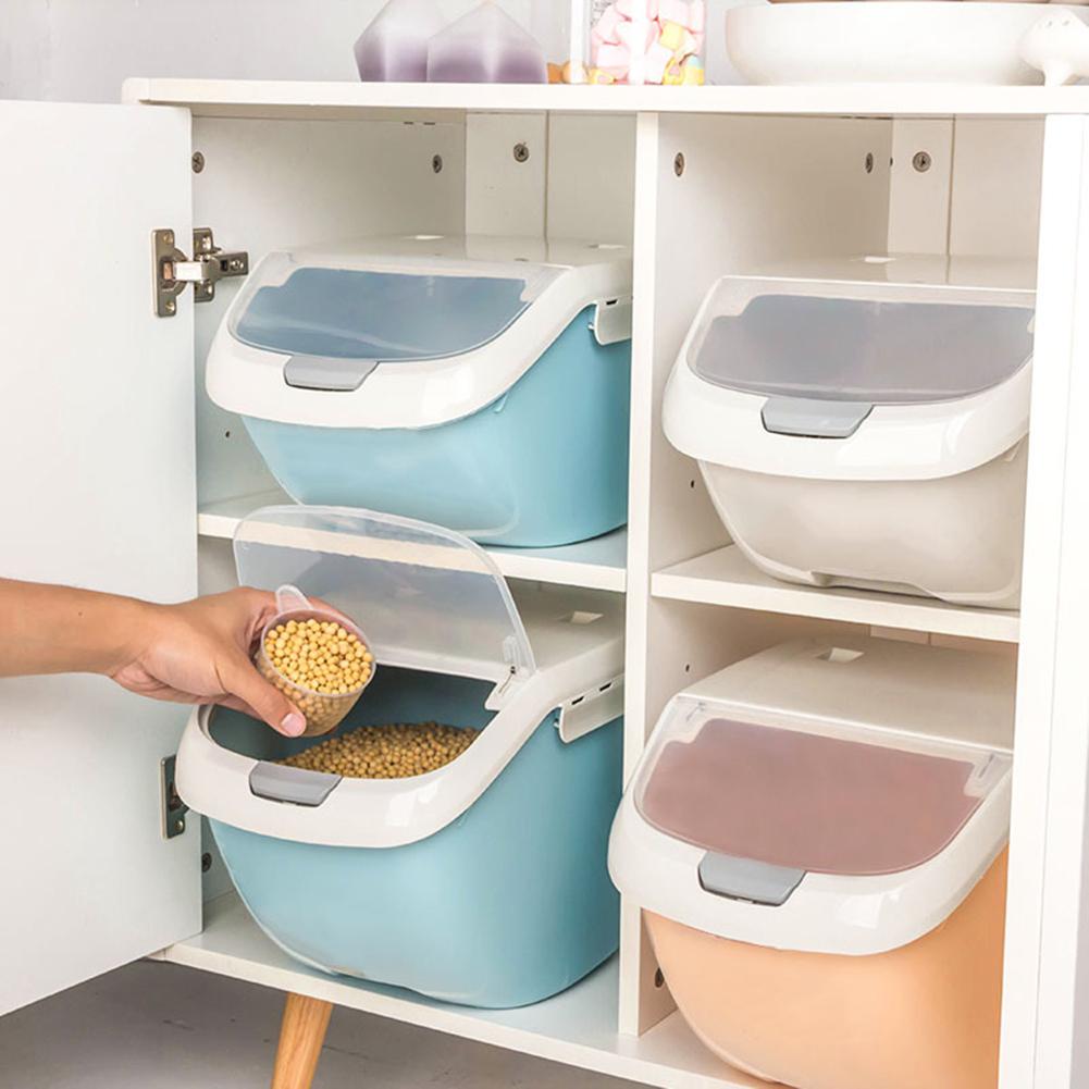 2.5L 4Pcs Plastic Cereal Dispenser Storage Box Kitchen Food Grain Rice Container 
