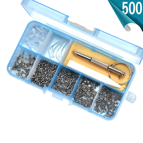 Eyeglasses Sun Glasses Screws Sets Nuts Nose Pad Optical Repair Tool Parts Assorted Kit 500pcs Scews ► Photo 1/5