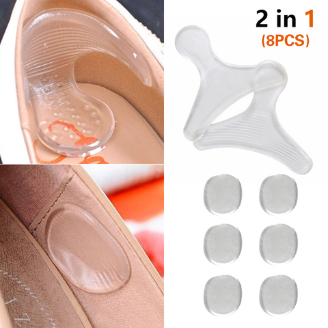 8Pcs Explosions soft silicone high heel pad heel care insoles women heel shoes insoles (2in1  8Pcs) ► Photo 1/6