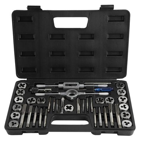 40Pcs M3-M12 Screw Nut Tap and Die Set With Adjustable Wrench and Thread Gauge Heavy Duty Hand Tapping Tools Thread Tap Die Kit ► Photo 1/6
