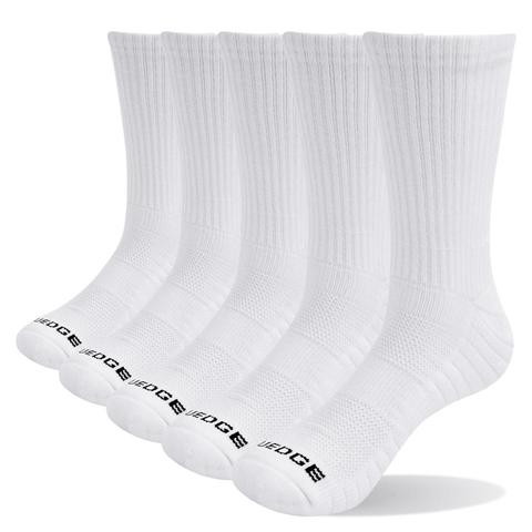 YUEDGE 5 Pairs Unisex Breathable Comfortable Cotton Cushion White Casual Sports Crew Socks ► Photo 1/5