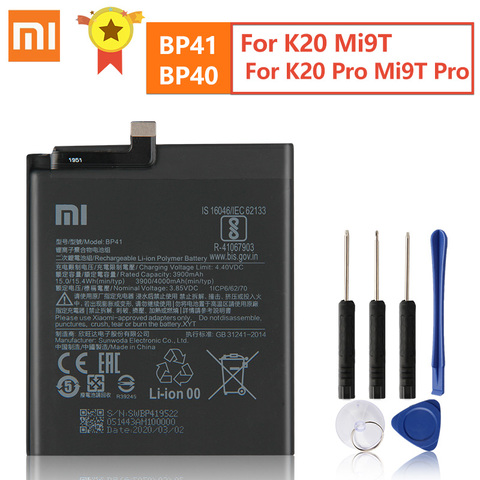 Original Replacement Battery BP41 BP40 For Xiaomi Redmi K20 Pro Mi 9T Pro Mi9T Redmi K20Pro Premium Genuine Battery 3900mAh ► Photo 1/6