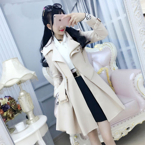 Women Trench 2022 Autumn And Winter Women's Windbreaker Beige British Windbreaker Coat Slim New Women's Solid Color ► Photo 1/6