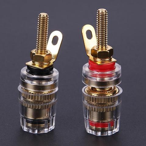 2pcs 4mm Banana Socket Gold Plated Binding Post Nut Banana Plug Jack Connector Clear Speaker Jack Adapter Socket Brass Terminal ► Photo 1/6