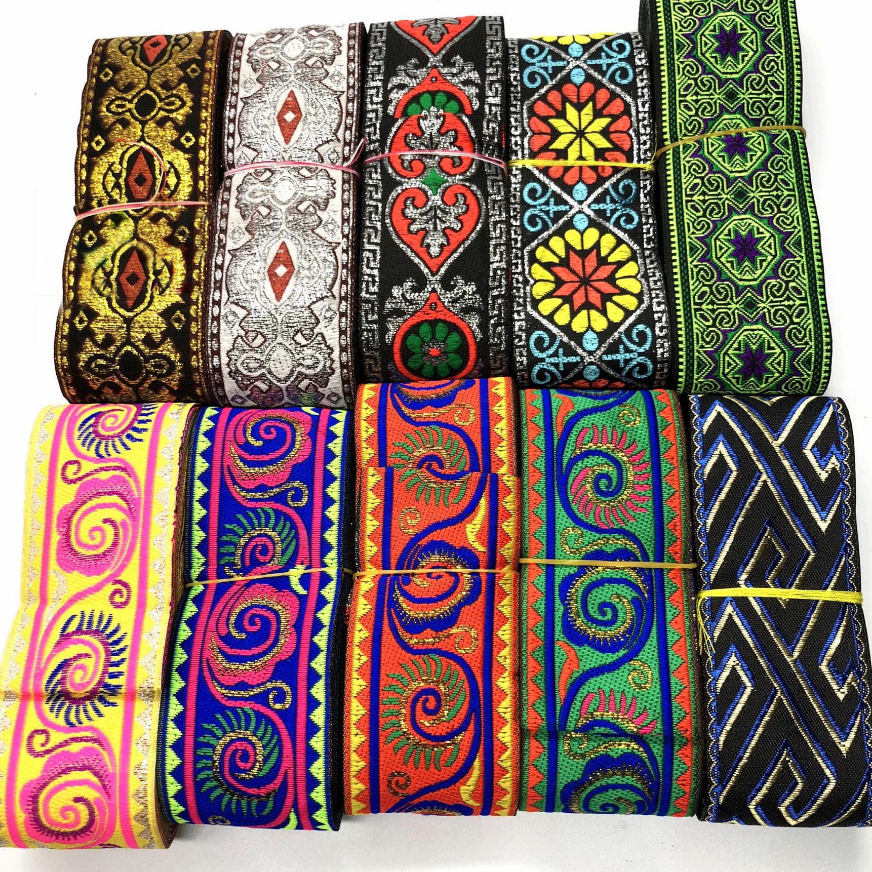 2 inch Polyester Jacquard Webbing Fashion with Colorful Pattern Lace Ribbon DIY Bags Strap Garment Belt Sewing Jewelry Accessories